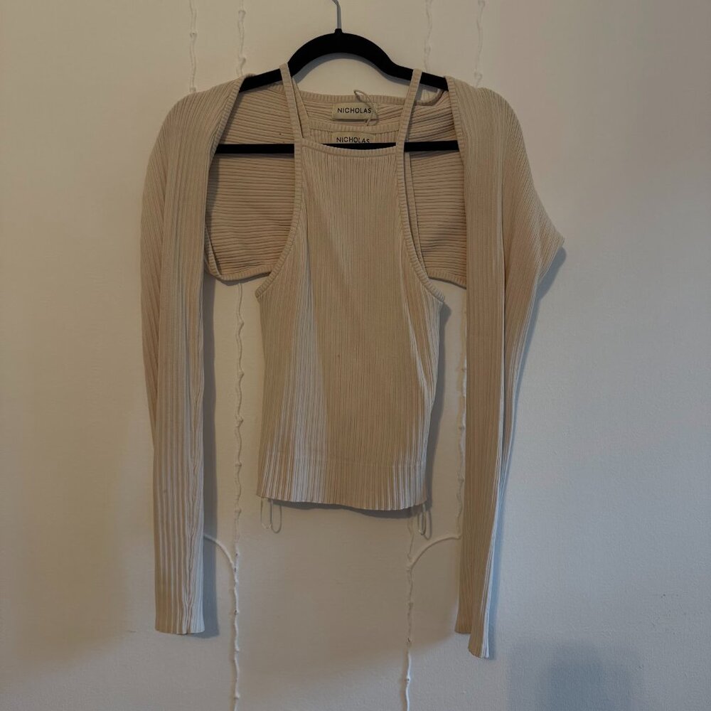 NICHOLAS Cream Ribbed Blouse - Picture 4 of 4